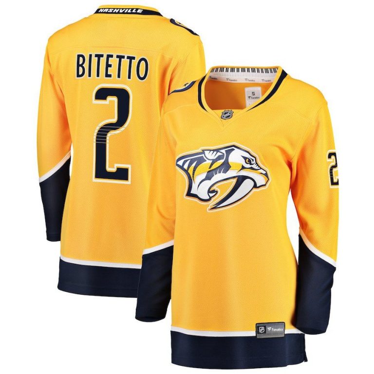 Women Nashville Predators Anthony Bitetto Gold Breakaway Player Jersey