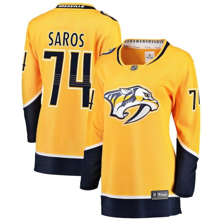 Women Nashville Predators Juuse Saros Gold Breakaway Player Jersey