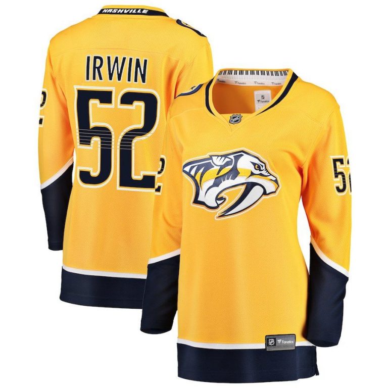 Women Nashville Predators Matt Irwin Gold Breakaway Player Jersey