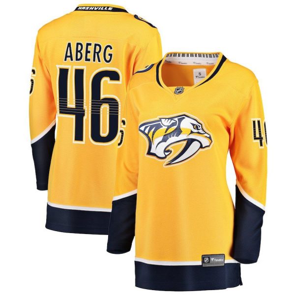 Women Nashville Predators Pontus Aberg Gold Breakaway Player Jersey