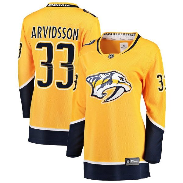 Women Nashville Predators Viktor Arvidsson Gold Breakaway Player Jersey