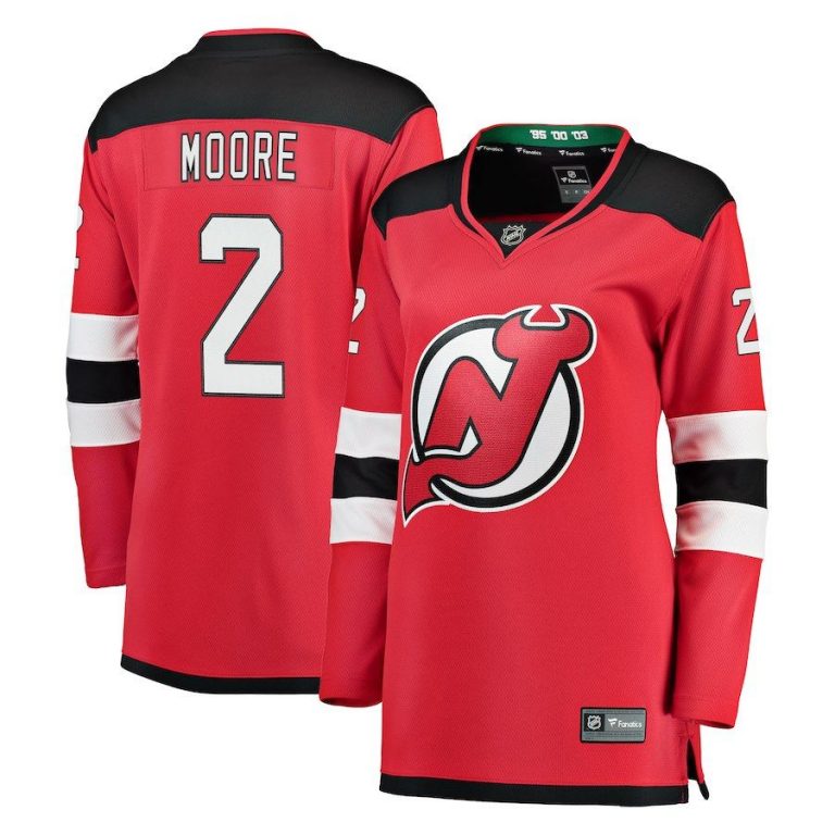 Women New Jersey Devils John Moore Red Breakaway Jersey