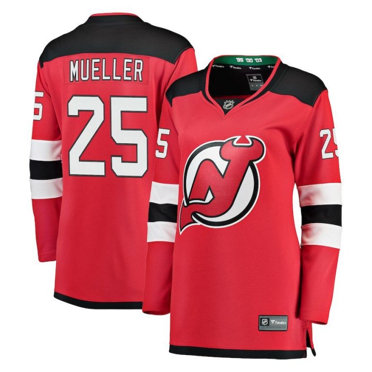 Women New Jersey Devils Mirco Mueller Red Breakaway Jersey