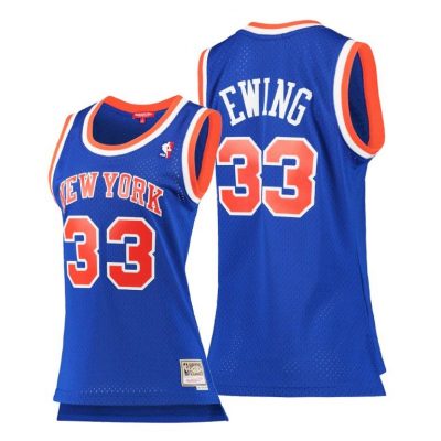 Women New York Knicks Patrick Ewing 1991-92 Hardwood Classics Blue Jersey