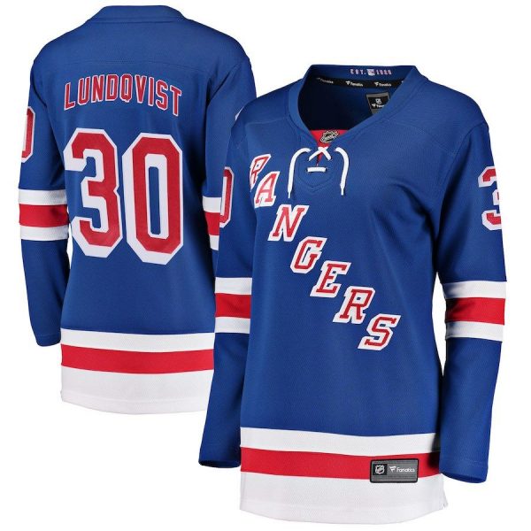 Women New York Rangers Henrik Lundqvist White Breakaway Player Jersey