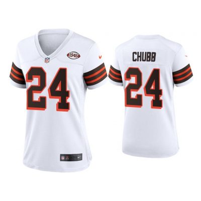 Women Nick Chubb Cleveland Browns White 1946 Collection Alternate Game Jersey