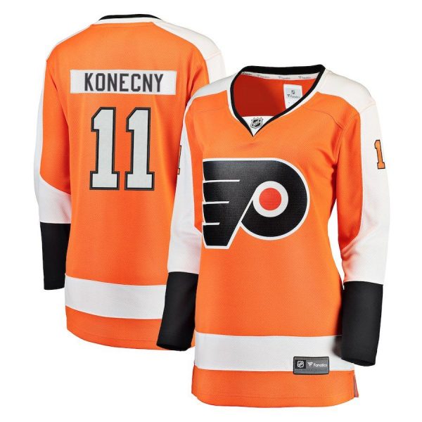 Women Philadelphia Flyers Travis Konecny Orange Breakaway Player Jersey