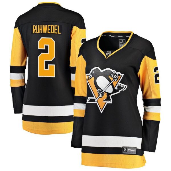 Women Pittsburgh Penguins Chad Ruhwedel Black Premier Breakaway Player Jersey