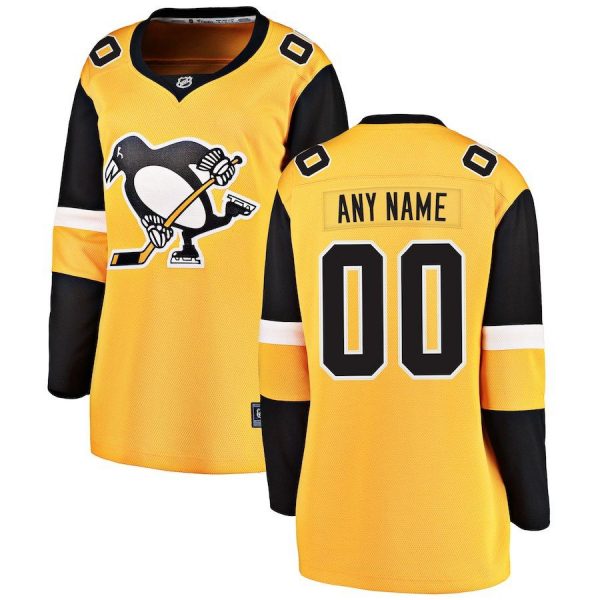 Women Pittsburgh Penguins Gold Alternate Breakaway Custom Jersey