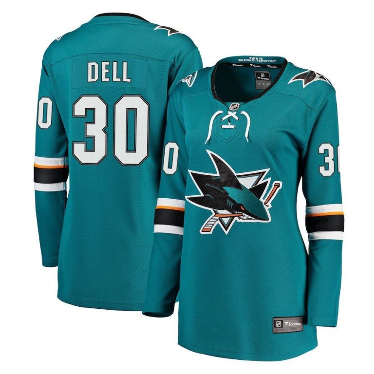 Women San Jose Sharks Aaron Dell Teal Breakaway Jersey