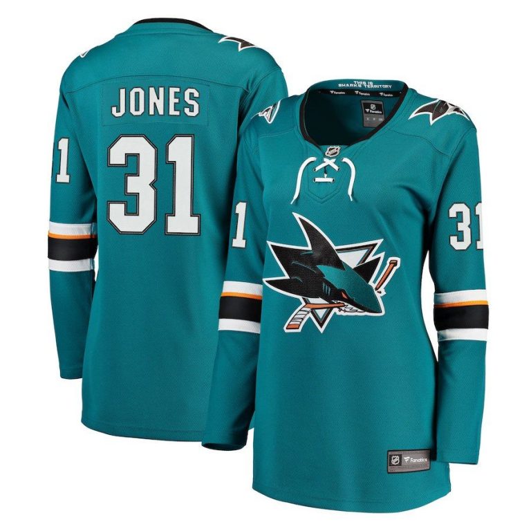 Women San Jose Sharks Martin Jones Teal Breakaway Jersey