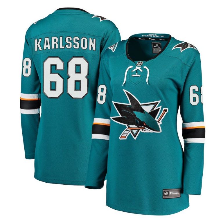 Women San Jose Sharks Melker Karlsson Teal Breakaway Jersey