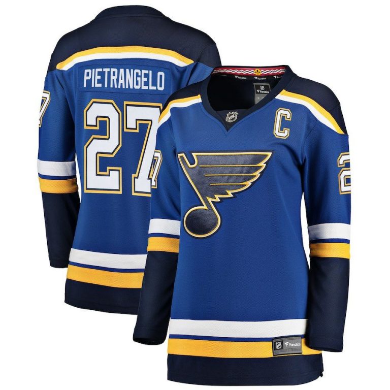 Women St. Louis Blues Alex Pietrangelo Blue Breakaway Player Jersey