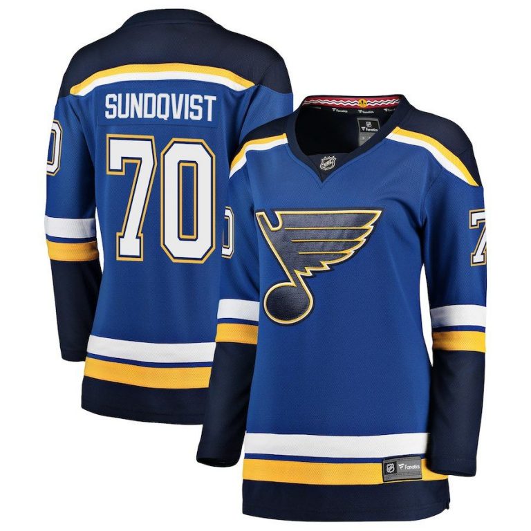 Women St. Louis Blues Oskar Sundqvist Blue Breakaway Player Jersey