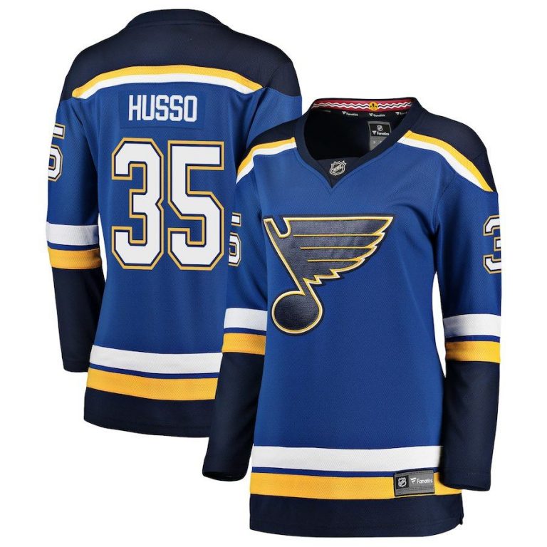 Women St. Louis Blues Ville Husso Blue Breakaway Player Jersey