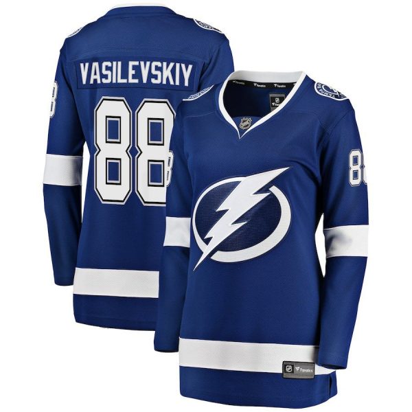 Women Tampa Bay Lightning Andrei Vasilevskiy Blue Breakaway Player Jersey