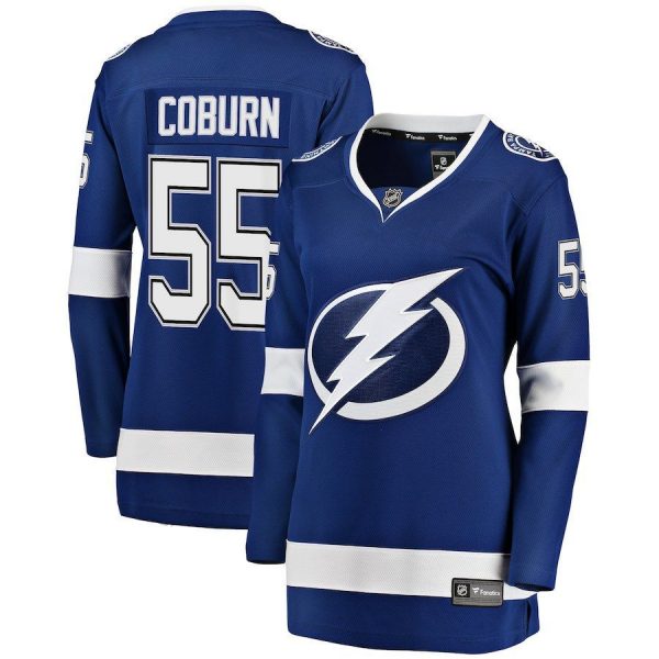Women Tampa Bay Lightning Braydon Coburn Blue Breakaway Player Jersey