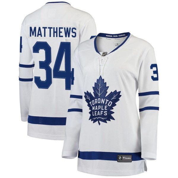 Women Toronto Maple Leafs Auston Matthews White Home Breakaway Player Jersey