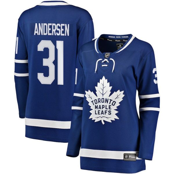 Women Toronto Maple Leafs Frederik Andersen Blue Breakaway Player Jersey