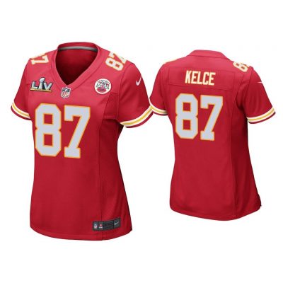 Women Travis Kelce Kansas City Chiefs Super Bowl LV Red Game Jersey