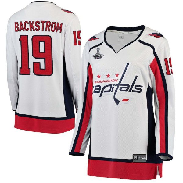 Women Washington Capitals Nicklas Backstrom White 2018 Stanley Cup Champions Away Breakaway Player Jersey
