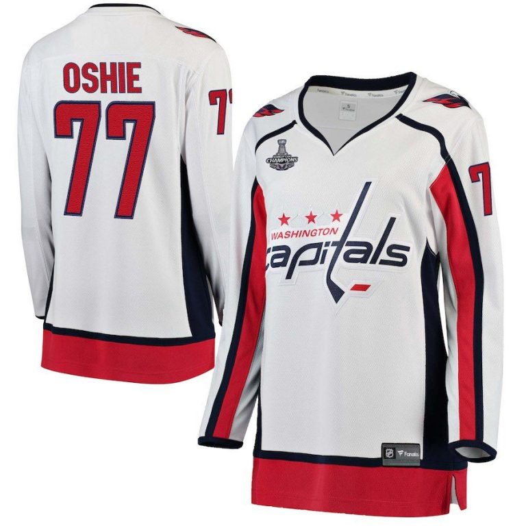 Women Washington Capitals TJ Oshie White 2018 Stanley Cup Champions Away Breakaway Player Jersey