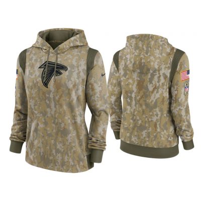Women's Atlanta Falcons Olive 2021 Salute To Service Therma Performance Hoodie