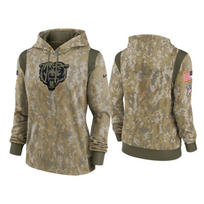 Women's Chicago Bears Olive 2021 Salute To Service Therma Performance Hoodie