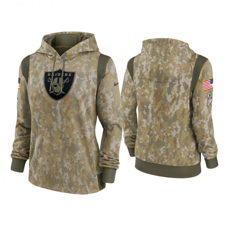 Women's Las Vegas Raiders Olive 2021 Salute To Service Therma Performance Hoodie