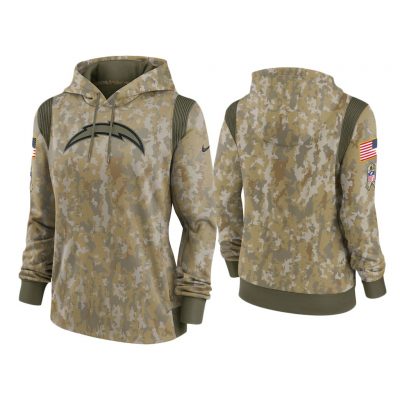 Women's Los Angeles Chargers Olive 2021 Salute To Service Therma Performance Hoodie