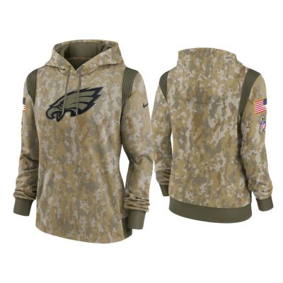 Women's Philadelphia Eagles Olive 2021 Salute To Service Therma Performance Hoodie