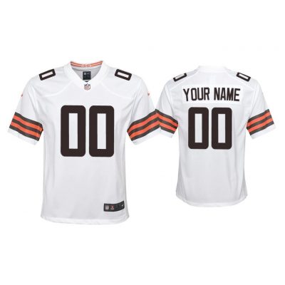 Youth 2020 Custom Cleveland Browns White Game Jersey