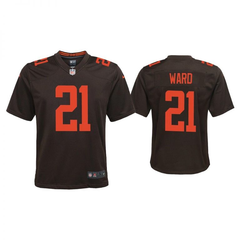 Youth 2020 Denzel Ward Cleveland Browns Brown Alternate Game Jersey