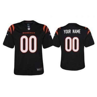 Youth 2021 Custom Cincinnati Bengals Black Game Jersey