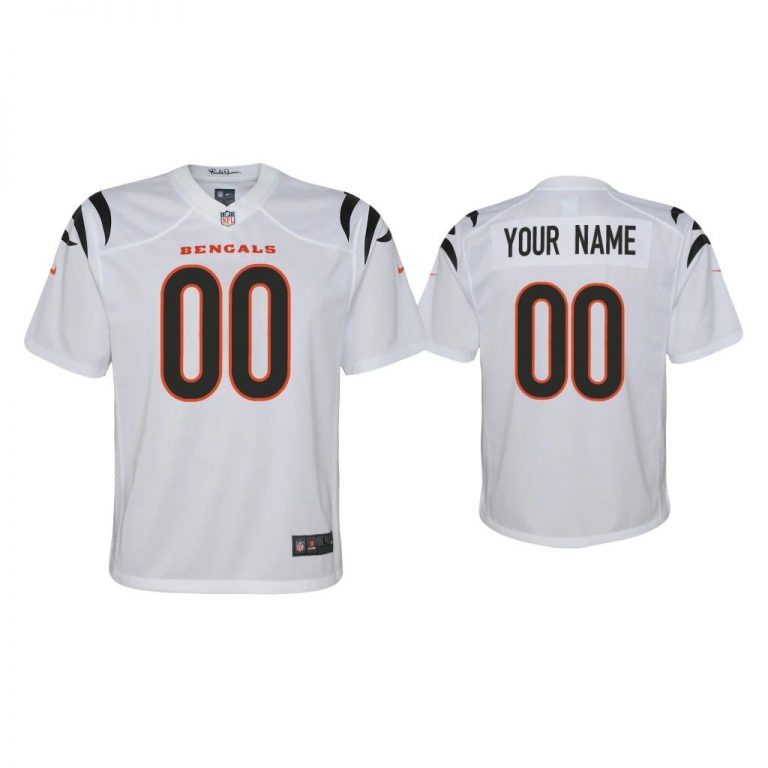 Youth 2021 Custom Cincinnati Bengals White Game Jersey