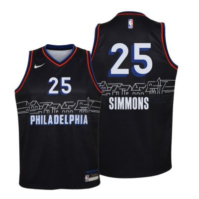Youth 76ers Ben Simmons #25 City Edition 2020-21 Black Jersey