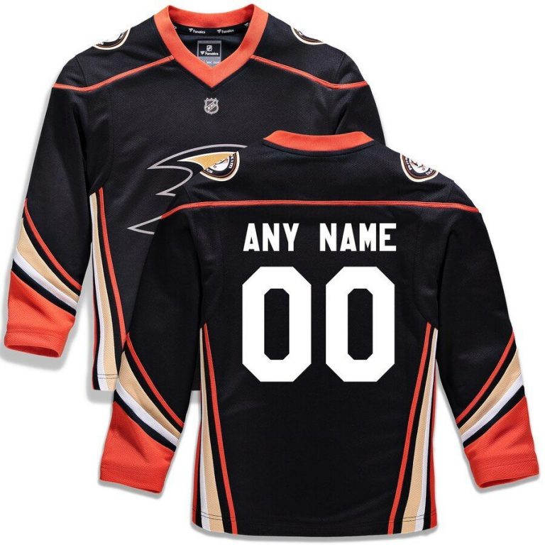 Youth Anaheim Ducks Black Home Replica Custom Jersey