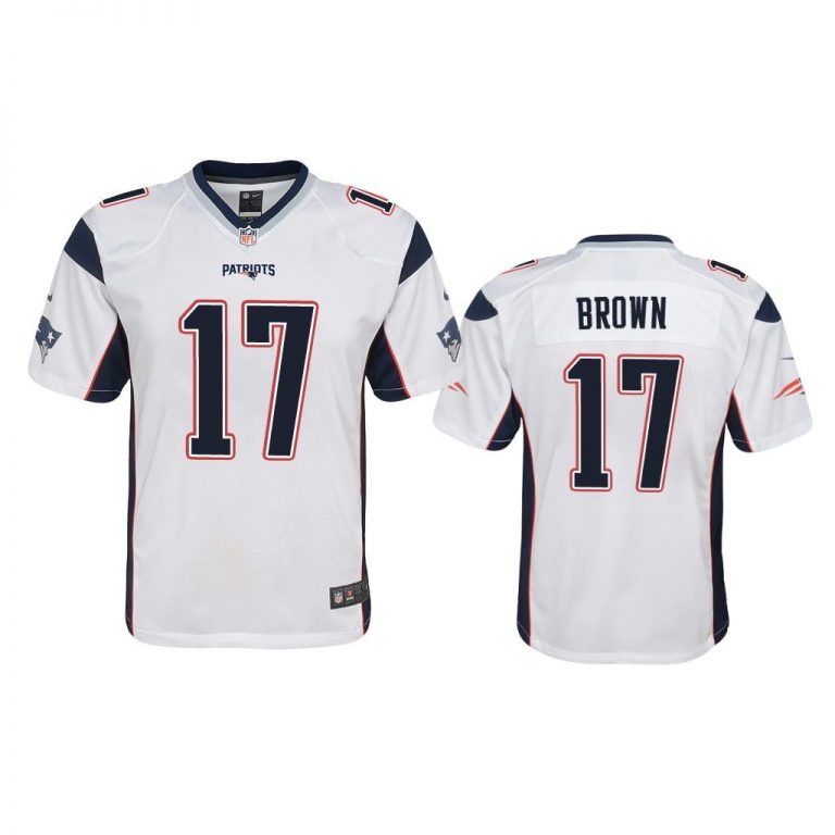 Youth Antonio Brown New England Patriots White Game Jersey