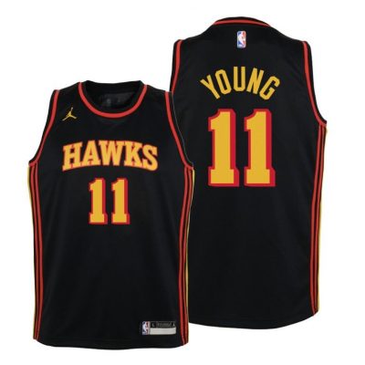 Youth Atlanta Hawks Trae Young youth 2020-21 Statement Black Jersey