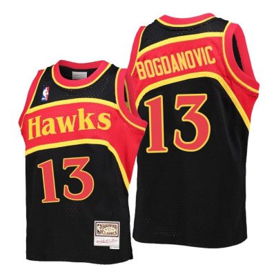 Youth Bogdan Bogdanovic Atlanta Hawks Jersey #13 Reload Black Throwback