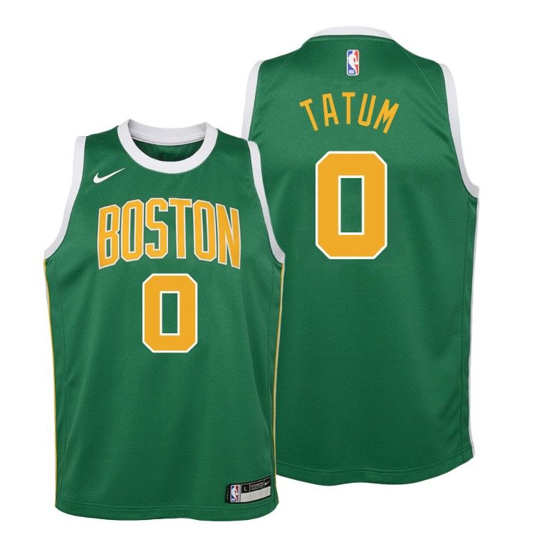 Youth Boston Celtics 2018-19 Jayson Tatum #0 Earned Green Jersey