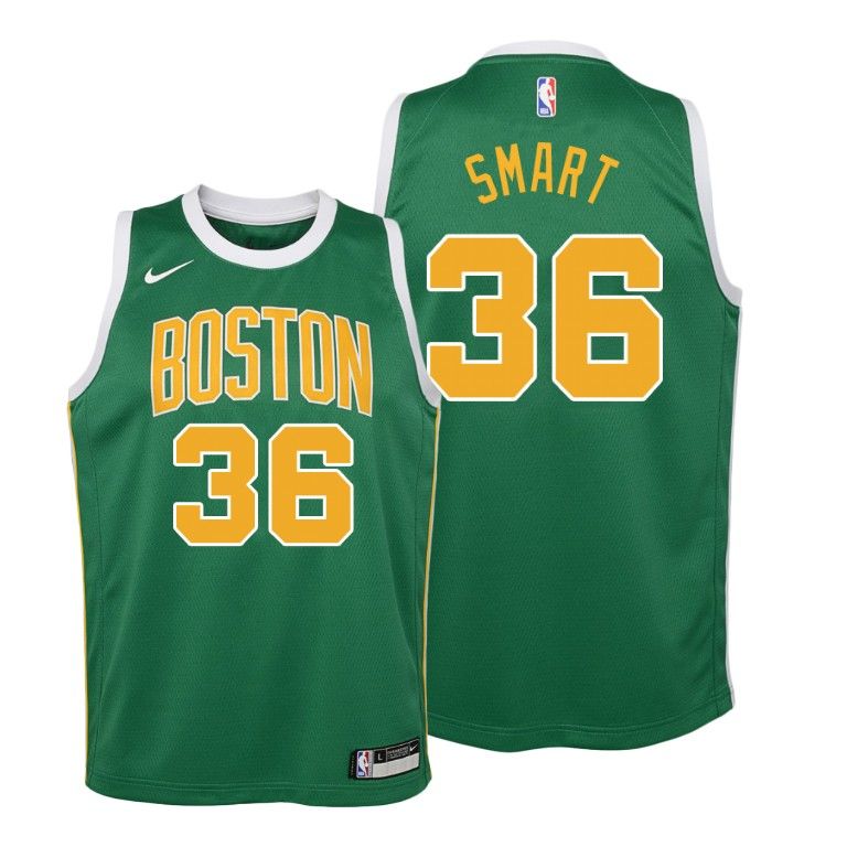 Youth Boston Celtics 2018-19 Marcus Smart #36 Earned Green Jersey