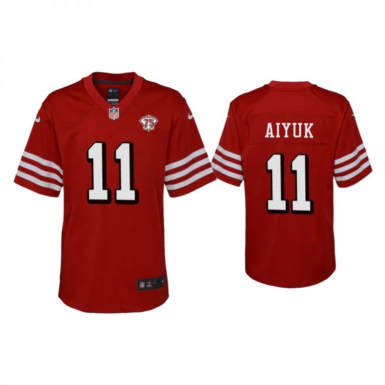 Youth Brandon Aiyuk San Francisco 49ers Scarlet 75th Anniversary Jersey