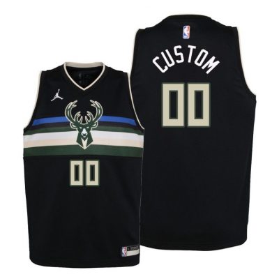 Youth Bucks Custom #00 Statement 2020-21 Black Jersey