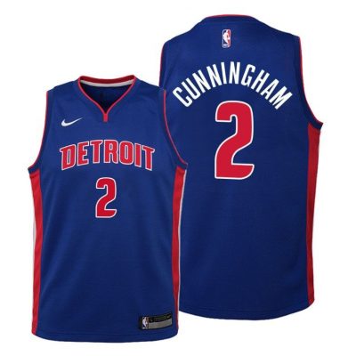 Youth Cade Cunningham 2021 NBA Draft No.1 Detroit Pistons #2 Youth Jersey Blue Icon Edition