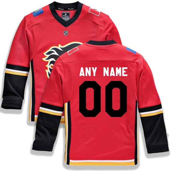 Youth Calgary Flames Red Home Replica Custom Jersey