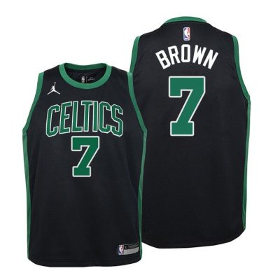 Youth Celtics Jaylen Brown #7 Statement 2020-21 Black Jersey