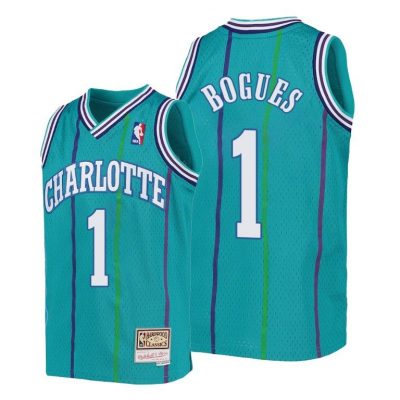 Youth Charlotte Hornets Tyrone Bogues Kids Hardwood Classics 1992-93 Teal Jersey