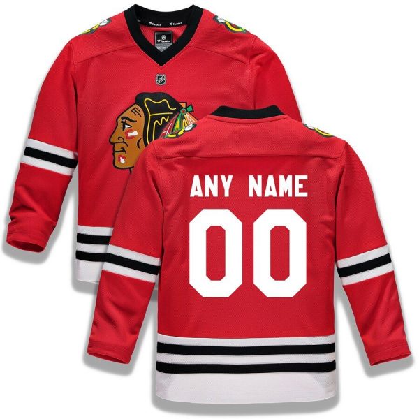 Youth Chicago Blackhawks Red Home Replica Custom Jersey