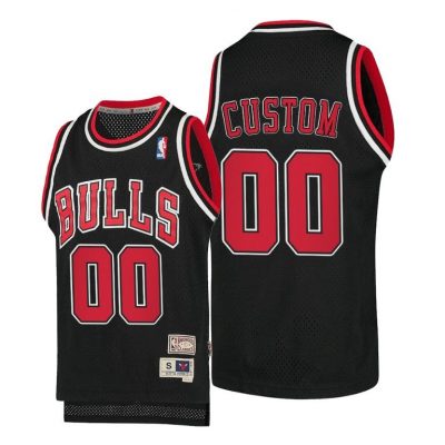 Youth Chicago Bulls Custom Kids Hardwood Classics Black Jersey